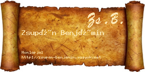 Zsupán Benjámin névjegykártya